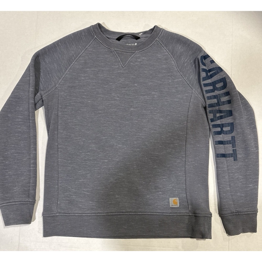Carhartt Relaxed Fit Midweight Sweatshirt Gray Crewneck Arm Logo Womens Medium